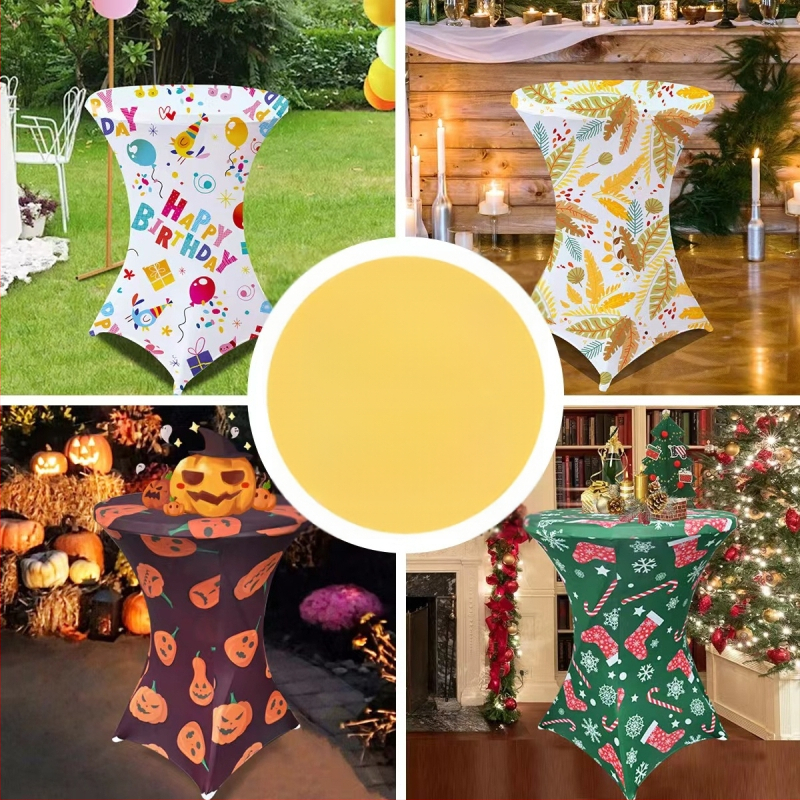 Obrus na stôl, okrúhleho tvaru, polyester, potlač, hotelový štýl