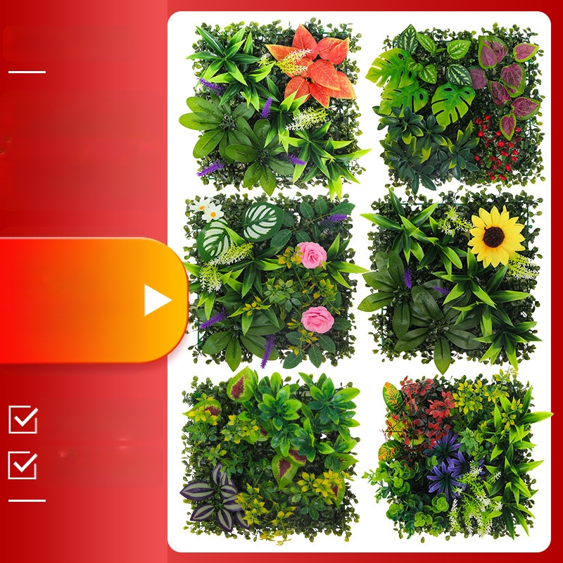 Umelá rastlinná stena s panelom trávy, plastová konštrukcia, model 13336944