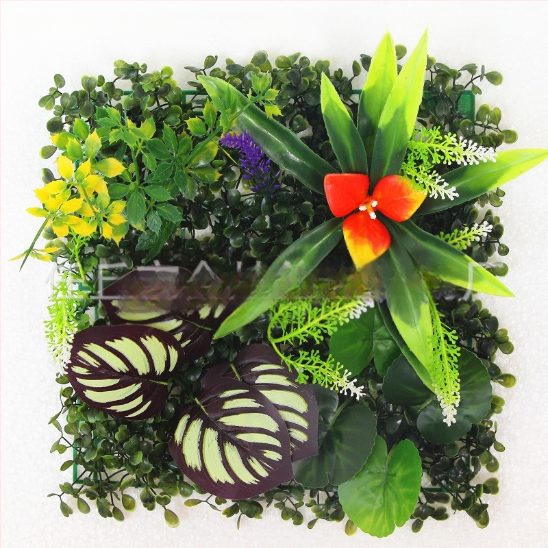 Umelá rastlinná stena s panelom trávy, plastová konštrukcia, model 13336944