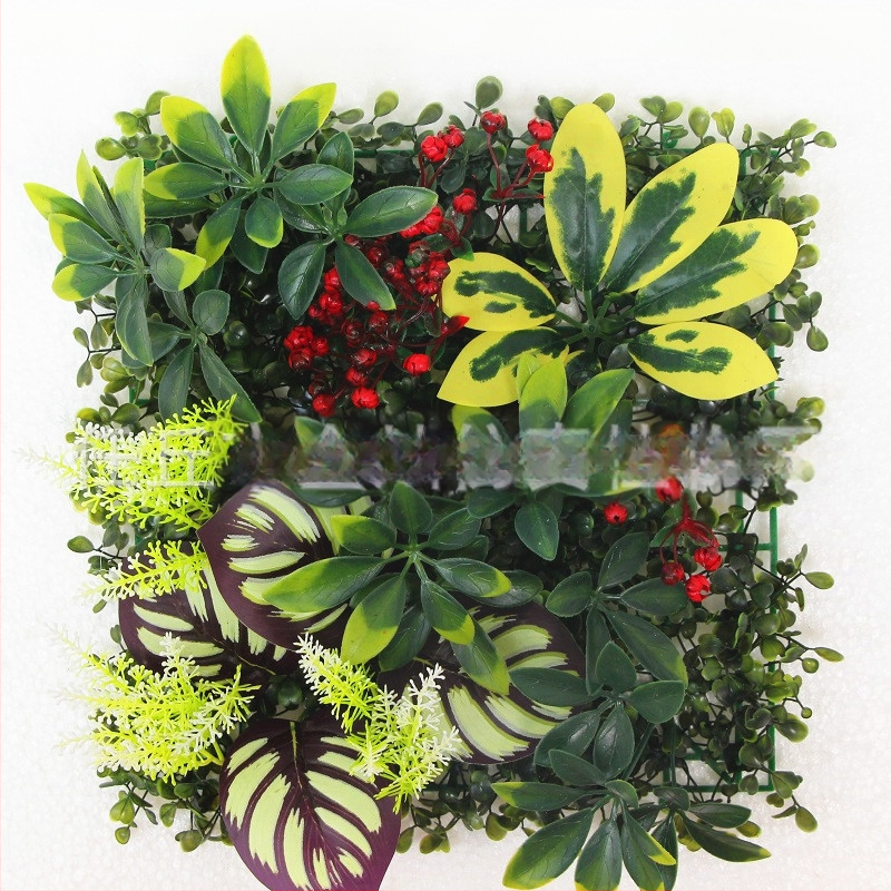 Umelá rastlinná stena s panelom trávy, plastová konštrukcia, model 13336944