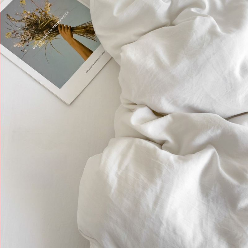 Only Rich umytý bavlnený štvordielny set posteľnej bielizne, jemný k pokožke, reaktívny potisk a farbenie, twill tkanina