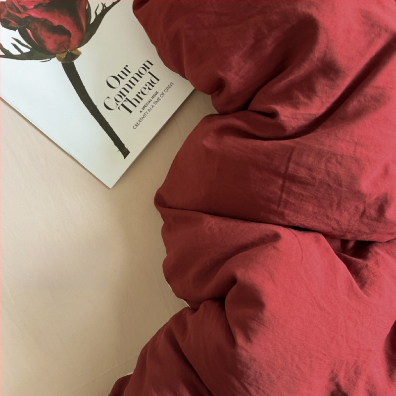 Only Rich umytý bavlnený štvordielny set posteľnej bielizne, jemný k pokožke, reaktívny potisk a farbenie, twill tkanina