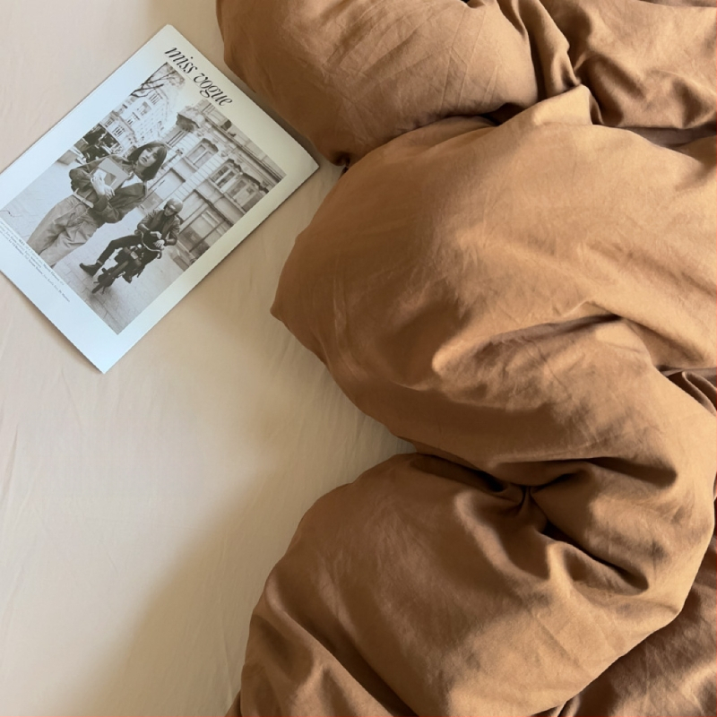 Only Rich umytý bavlnený štvordielny set posteľnej bielizne, jemný k pokožke, reaktívny potisk a farbenie, twill tkanina