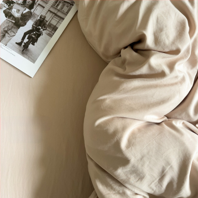 Only Rich umytý bavlnený štvordielny set posteľnej bielizne, jemný k pokožke, reaktívny potisk a farbenie, twill tkanina