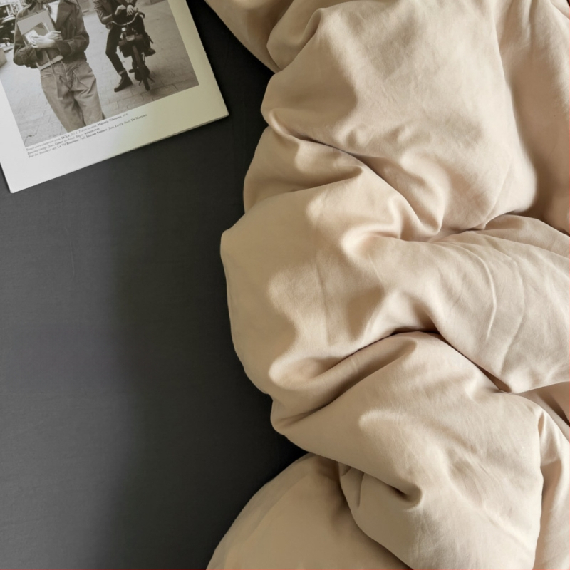 Only Rich umytý bavlnený štvordielny set posteľnej bielizne, jemný k pokožke, reaktívny potisk a farbenie, twill tkanina