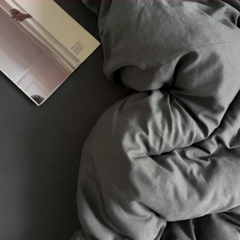 Only Rich umytý bavlnený štvordielny set posteľnej bielizne, jemný k pokožke, reaktívny potisk a farbenie, twill tkanina