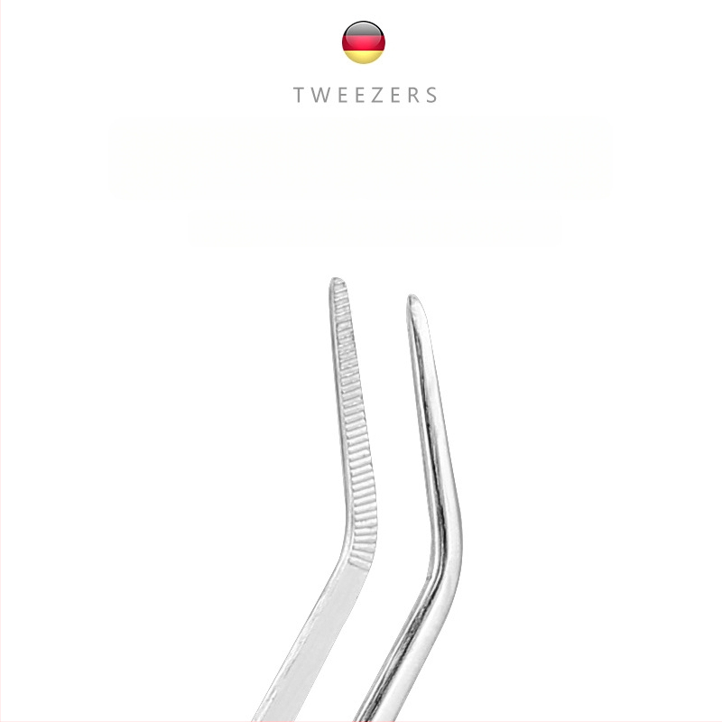 Ausų pincetai pistoleto formos iš nerūdijančio plieno 304, rankena ir galiukas iš nerūdijančio plieno; serija pistoleto formos ir kelio formos pincetai