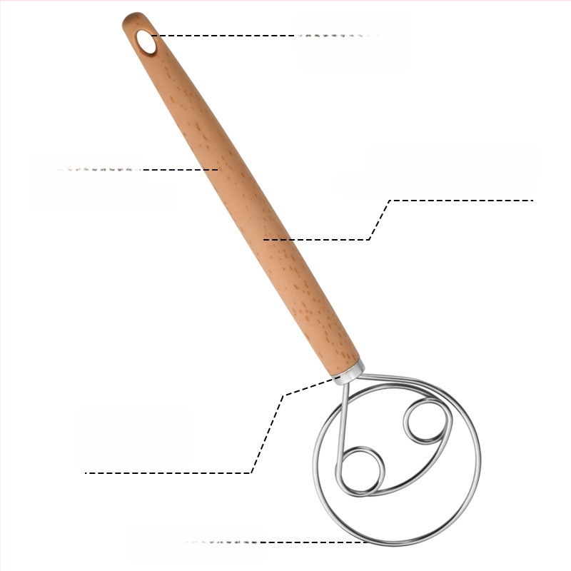 Ručný mixér na cesto z nehrdzavejúcej ocele a nástroj na hnetenie, nepríľnavý, na hnetenie a miešanie cesta