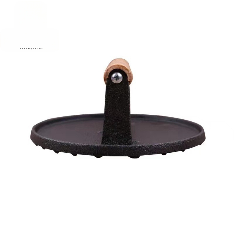 Liatinová kruhová tlačná doska na mäso pre gril, viacúčelová, bezdymová, odnímateľná