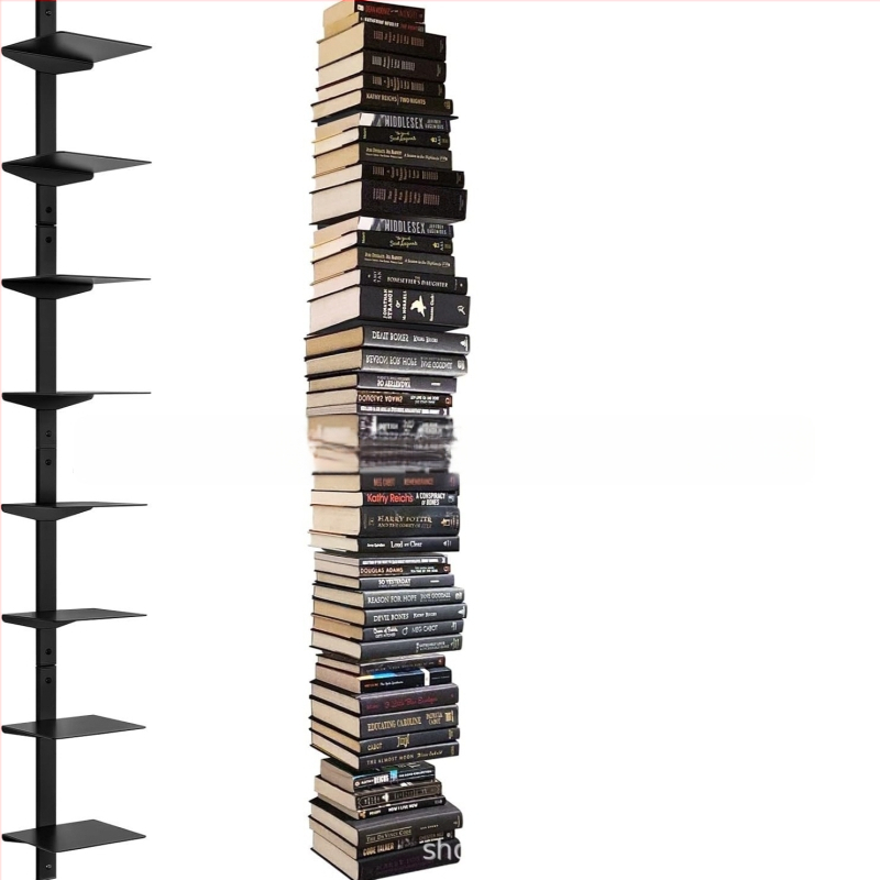 Nástenná plávajúca knižnica, 2 poschodia pre domáce kancelárie – kovový organizér na knihy a skladovacia polica