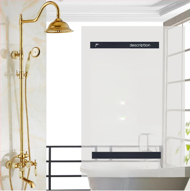 Meďový sprchový set, nástenné montáž, kruhová vrchná sprcha, chrómované prevedenie, dažďová funkcia