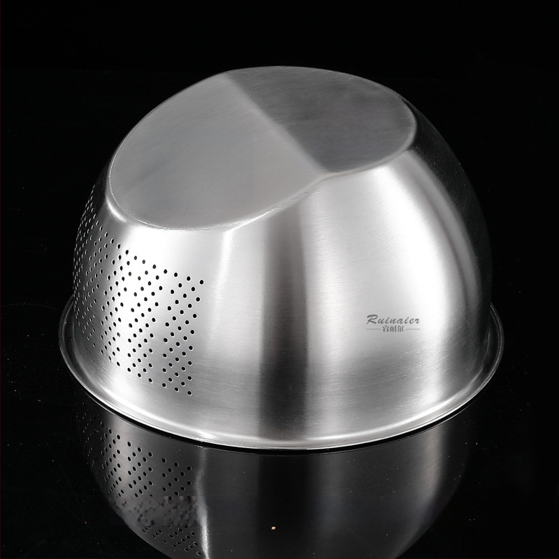 Odkvapkávací kôš z 304 nerezovej ocele so sklopeným dnom, zosilnený dizajn, určený na umývanie zeleniny, ovocia a preplachovanie ryže