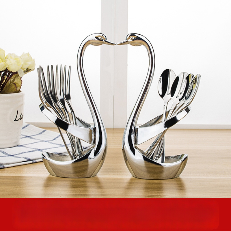 Sada riadu s dezertnou lyžičkou, lyžičkou na kávu a ovocnou vidličkou s držiakom na skladovanie, kórejský štýl — Houyang, jednobarevný vzor, prvotriedna kvalita