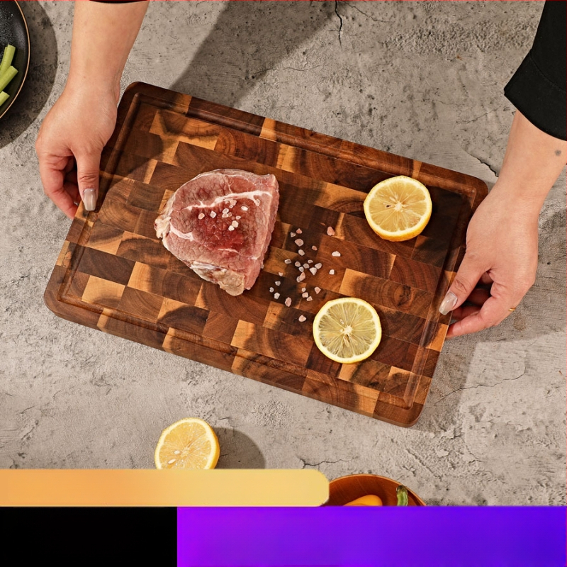 Drevená doska na krájanie, moderný minimalistický dizajn, protišmyková vrstva