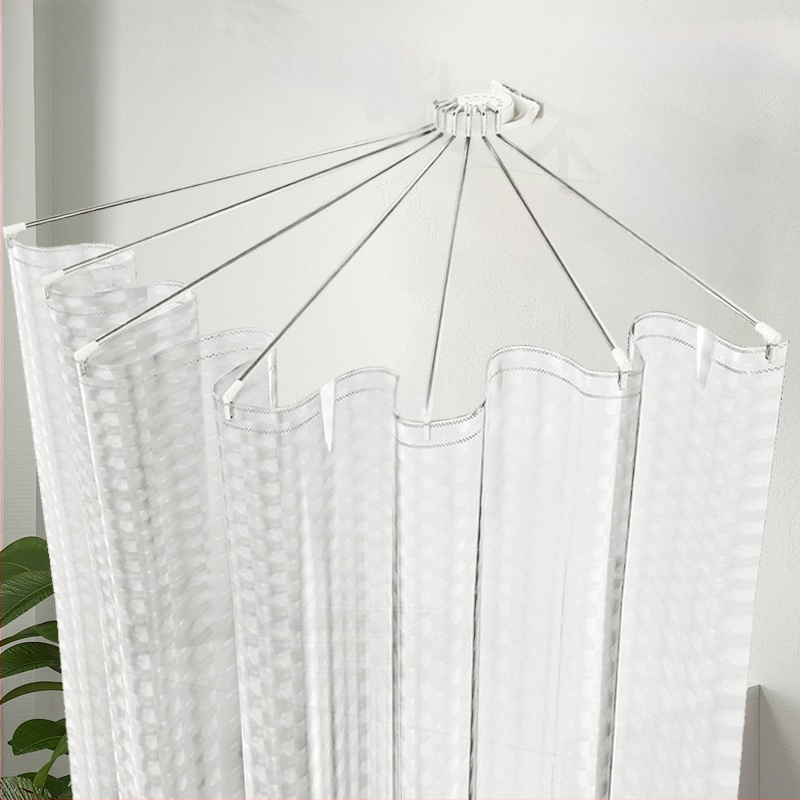 Sada kúpeľňovej závesovej tyče z nehrdzavejúcej ocele - oblúková tyč, polkruhový roh s ohybným dizajnom, bez vŕtania, UL certifikované