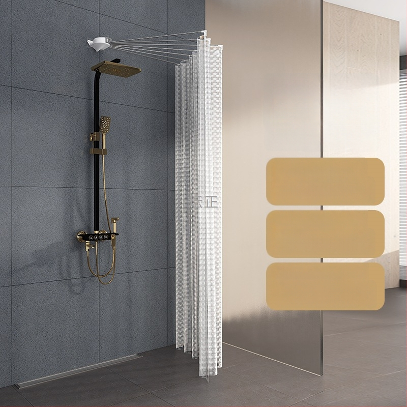 Sada kúpeľňovej závesovej tyče z nehrdzavejúcej ocele - oblúková tyč, polkruhový roh s ohybným dizajnom, bez vŕtania, UL certifikované