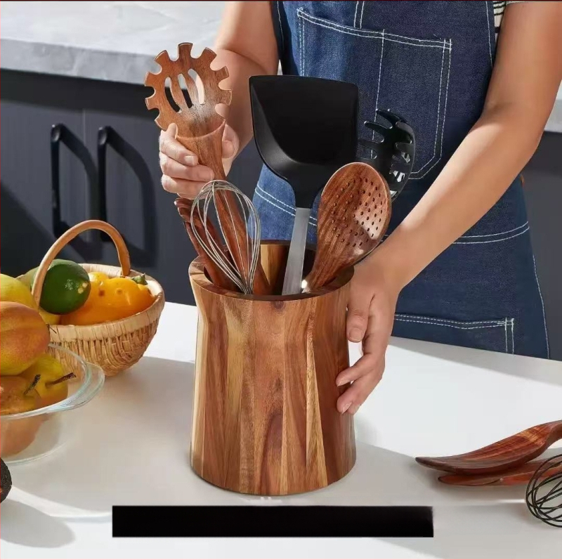 Yuecheng masívna drevená krabička na skladovanie riadu v kuchyni – drevený organizér na riady a kuchynské potreby