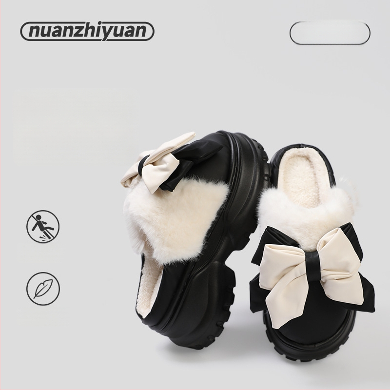 Naise mikrofiberist puuvillased sussid kunstliku karvase vooderduga, EVA talla, 6–8 cm konts, paks talla talveks siseruumides ja väljas kandmiseks.