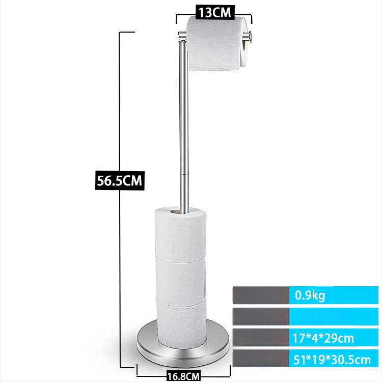 BBL držiak toaletného papiera z nehrdzavejúcej ocele, podlahový s vertikálnou tyčou, montáž bez vŕtania, moderný minimalistický štýl