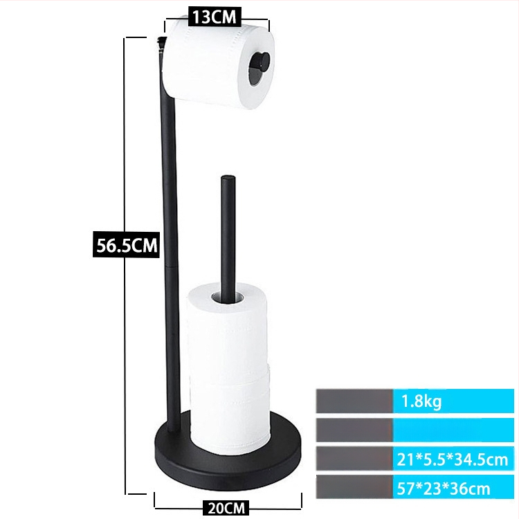 BBL držiak toaletného papiera z nehrdzavejúcej ocele, podlahový s vertikálnou tyčou, montáž bez vŕtania, moderný minimalistický štýl