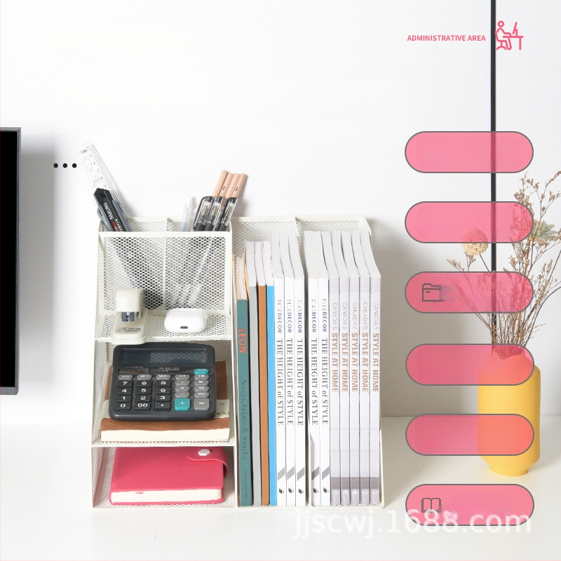 Kovový regál na súbory, 3-úrovňový organizér, model Z2301, kapacita dve stĺpce, rozostup 8 cm