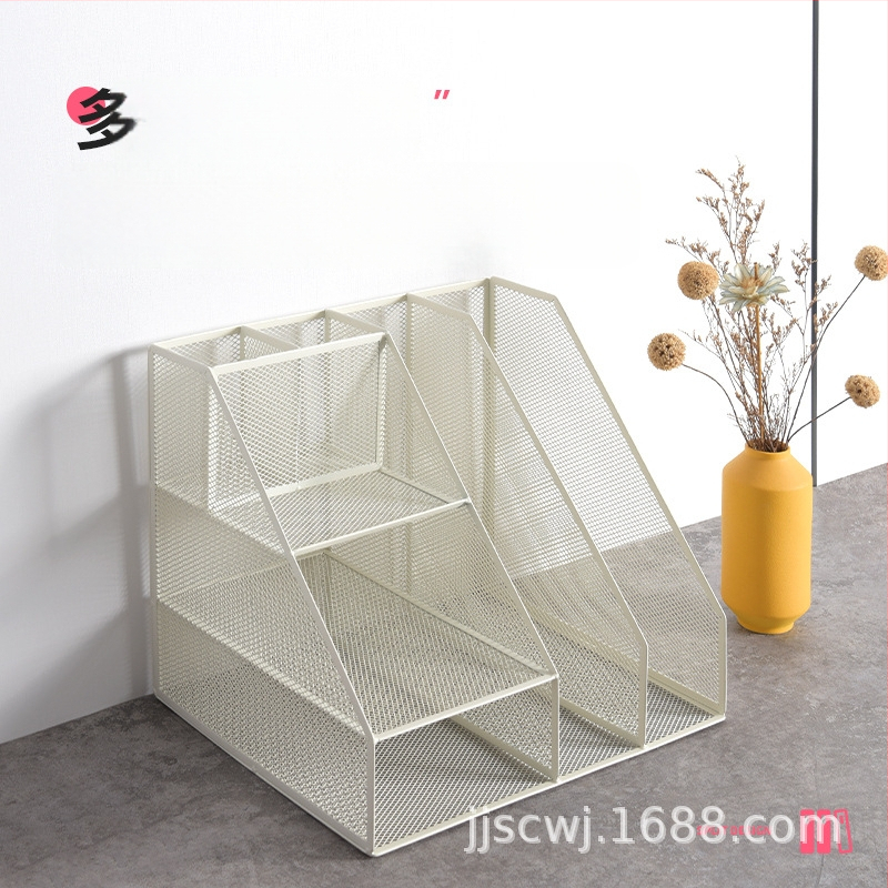 Kovový regál na súbory, 3-úrovňový organizér, model Z2301, kapacita dve stĺpce, rozostup 8 cm