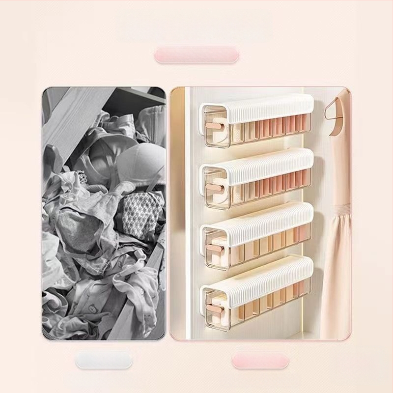 Nástenná priehľadná skrinka na skladovanie so zásuvkou, držiakom káblov a organizérom na ponožky, z plastu