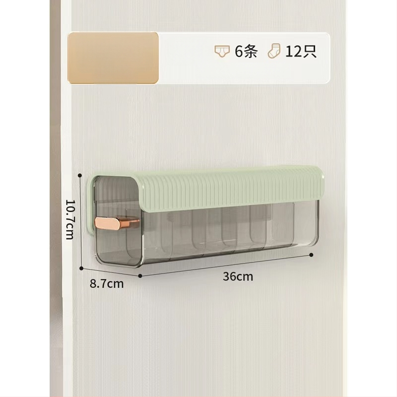 Nástenná priehľadná skrinka na skladovanie so zásuvkou, držiakom káblov a organizérom na ponožky, z plastu