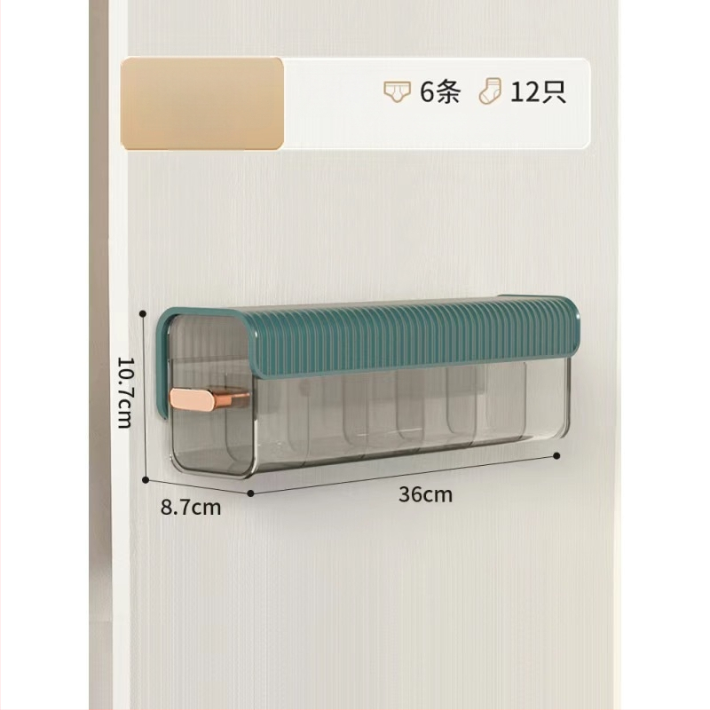 Nástenná priehľadná skrinka na skladovanie so zásuvkou, držiakom káblov a organizérom na ponožky, z plastu