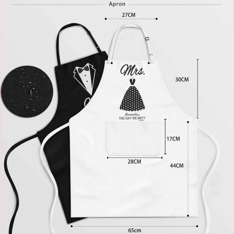 Mr&Mrs set zástier pre pár so izolovanými rukavicami a držiakmi na hrnce — bez rukávov, polyester, proti znečisteniu, moderný štýl