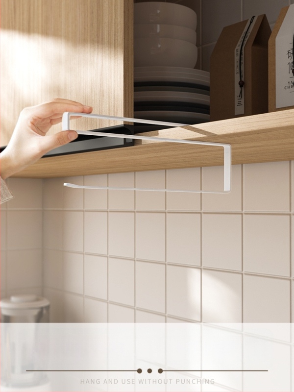 3YK Polica pod skrinkou na tašky pre čerstvosť, zavesený držiak na papier pod skriňou, montáž bez vŕtania, karbónová oceľ, japonský štýl, CE certifikát