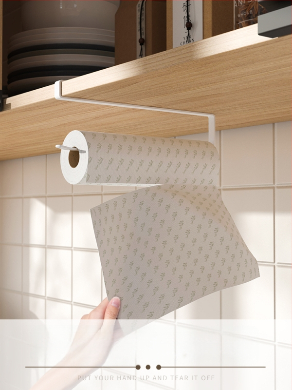 3YK Polica pod skrinkou na tašky pre čerstvosť, zavesený držiak na papier pod skriňou, montáž bez vŕtania, karbónová oceľ, japonský štýl, CE certifikát