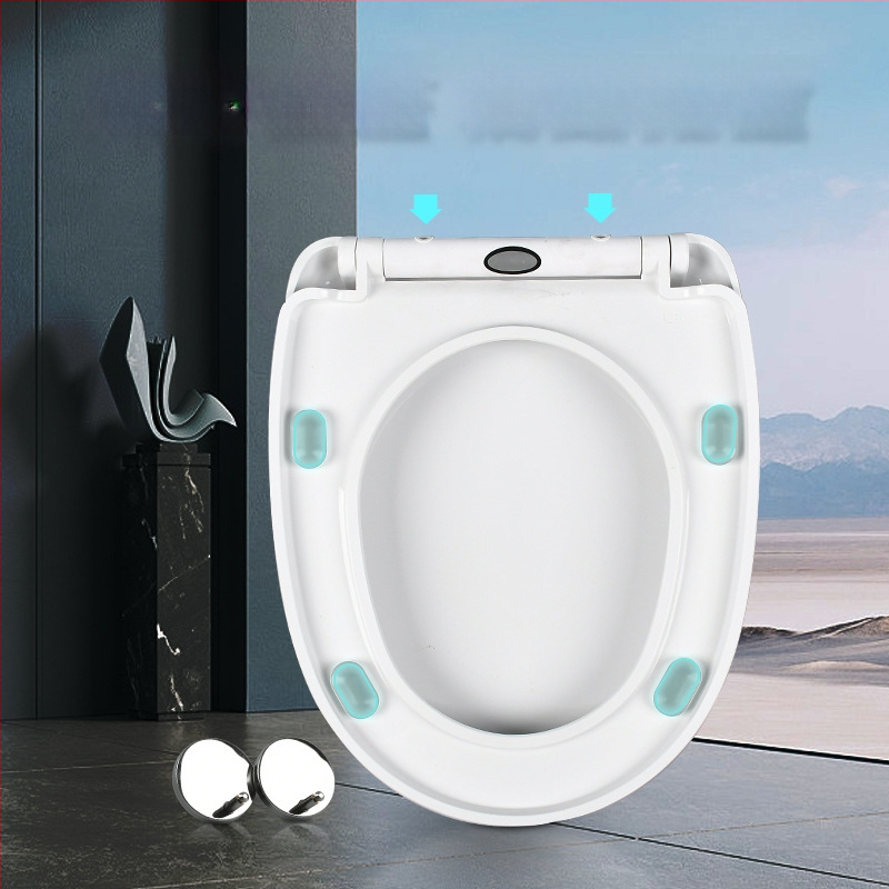 Kryt na WC s univerzálnym prispôsobením, jednorazové rýchle uvoľnenie, U-tvarovaný kryt, tlmené pomalé zatváranie, PP doska, vzdialenosť otvorov 11 cm, nastaviteľné montážne diery