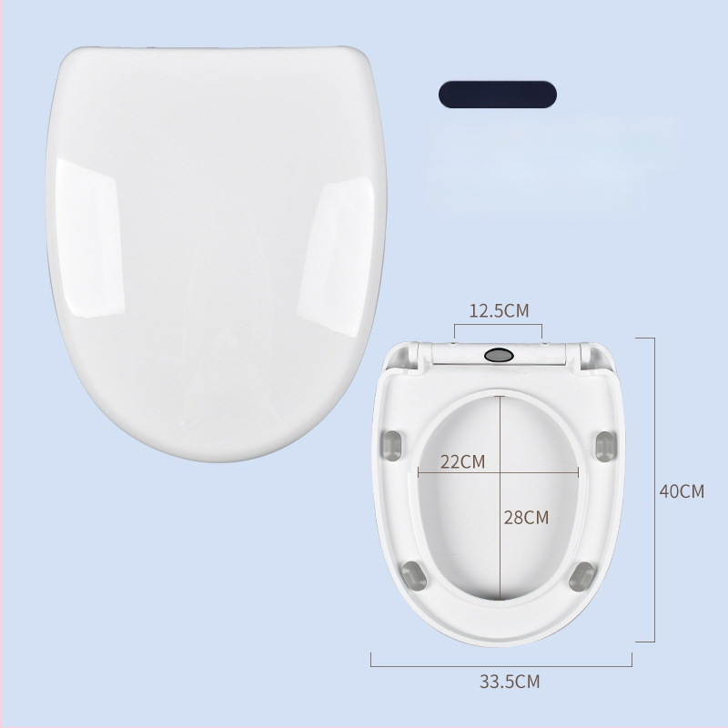 Kryt na WC s univerzálnym prispôsobením, jednorazové rýchle uvoľnenie, U-tvarovaný kryt, tlmené pomalé zatváranie, PP doska, vzdialenosť otvorov 11 cm, nastaviteľné montážne diery