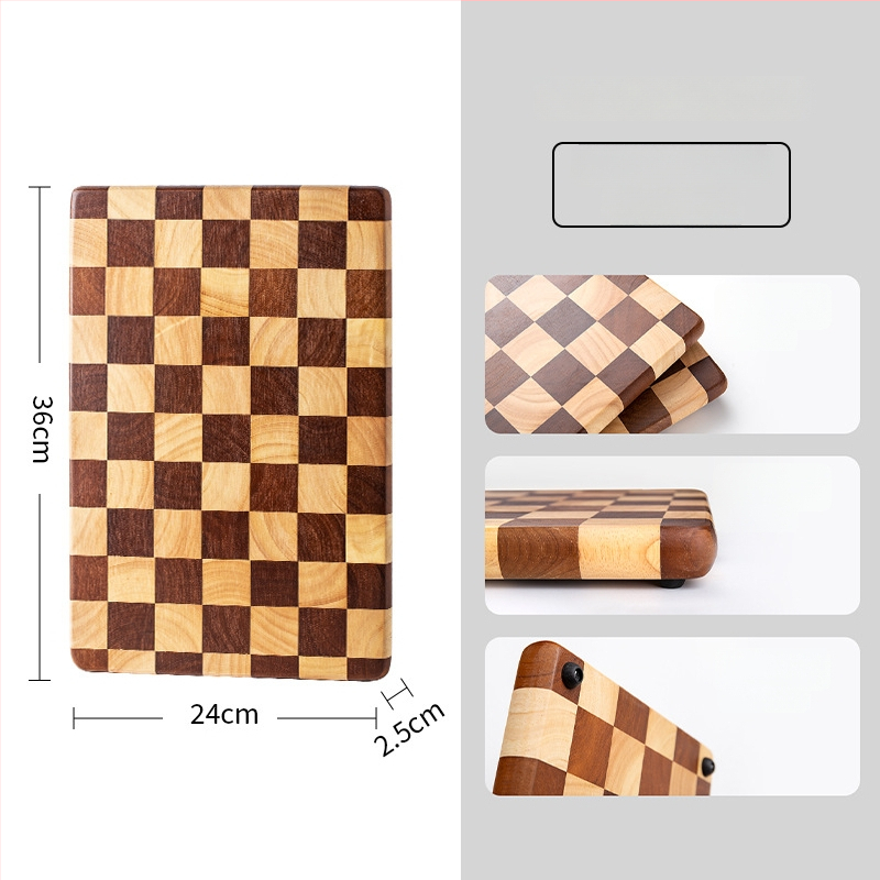Drevená doska na krájanie s vzorom šachovnice — mozaikový dizajn, do kuchyne, na prípravu ovocia, domáce použitie, moderný minimalistický štýl, Cuisine Square