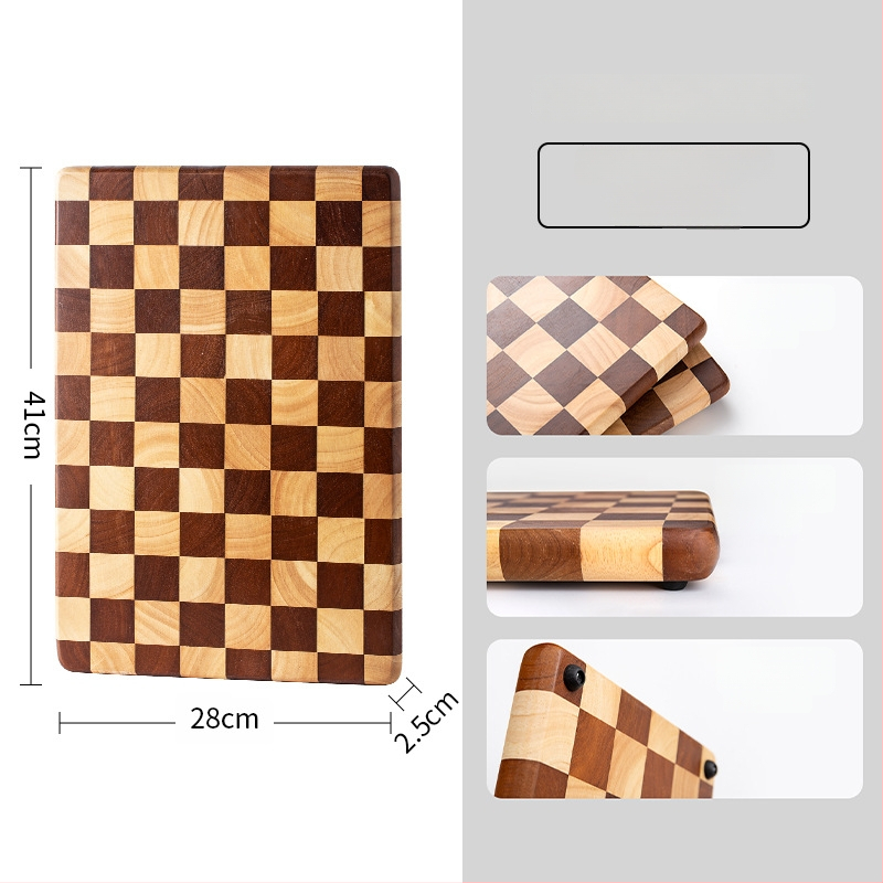 Drevená doska na krájanie s vzorom šachovnice — mozaikový dizajn, do kuchyne, na prípravu ovocia, domáce použitie, moderný minimalistický štýl, Cuisine Square