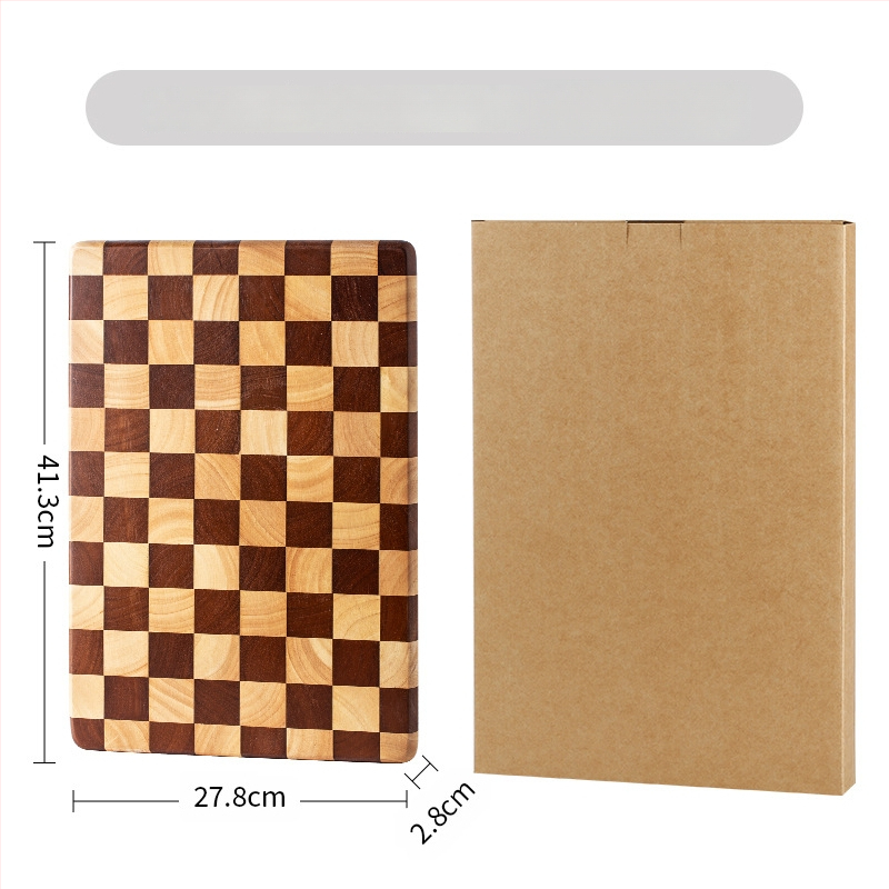 Drevená doska na krájanie s vzorom šachovnice — mozaikový dizajn, do kuchyne, na prípravu ovocia, domáce použitie, moderný minimalistický štýl, Cuisine Square