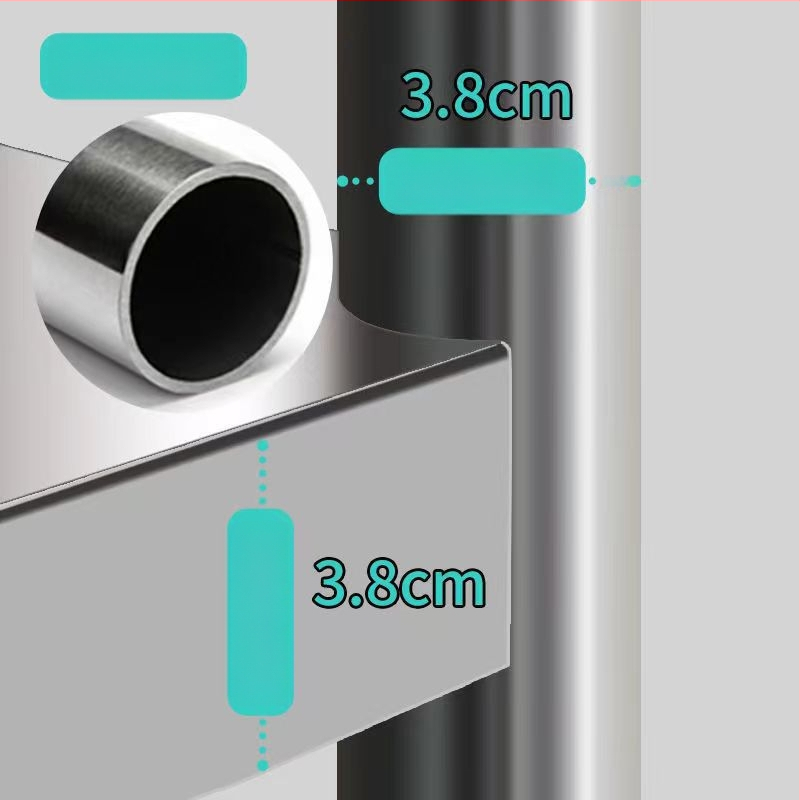 Kuchynský stojan z nehrdzavejúcej ocele na podlahe, multifunkčný stojan pre mikrovlnnú rúru, 4-dielna sada, model 38 trubíc, moderný minimalistický štýl.