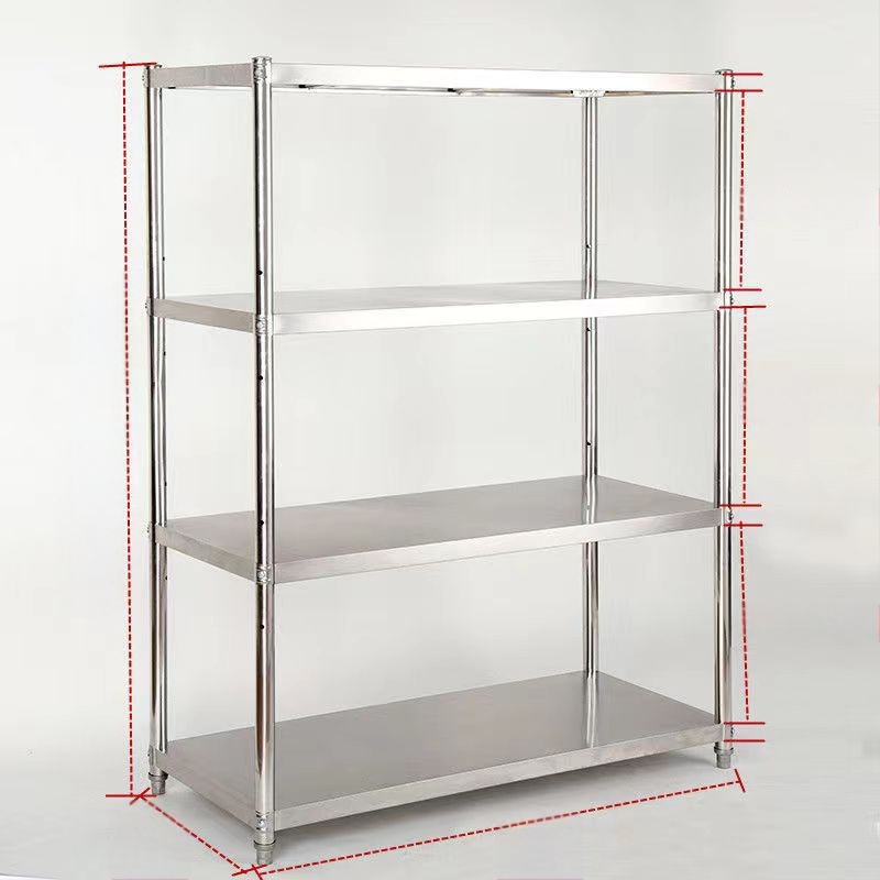 Kuchynský stojan z nehrdzavejúcej ocele na podlahe, multifunkčný stojan pre mikrovlnnú rúru, 4-dielna sada, model 38 trubíc, moderný minimalistický štýl.