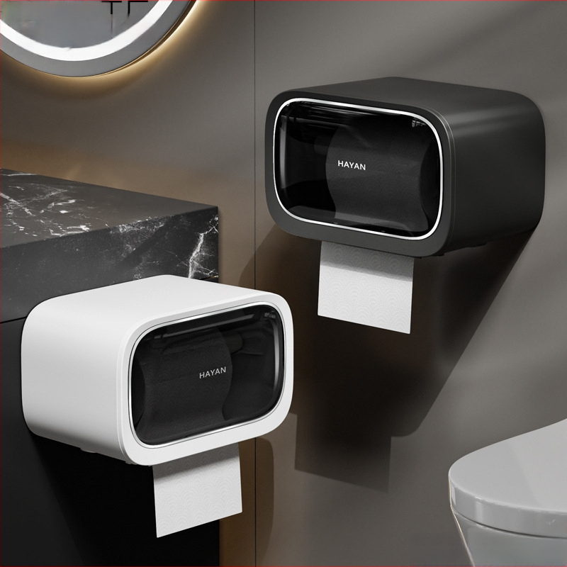 Stena montovaný zásobník toaletného papiera s vyťahovacím boxom, moderný minimalistický štýl, model elzjh03, materiály: PET panel/ram, ABS spodný plášť, magnet NdFeB, PVC valec