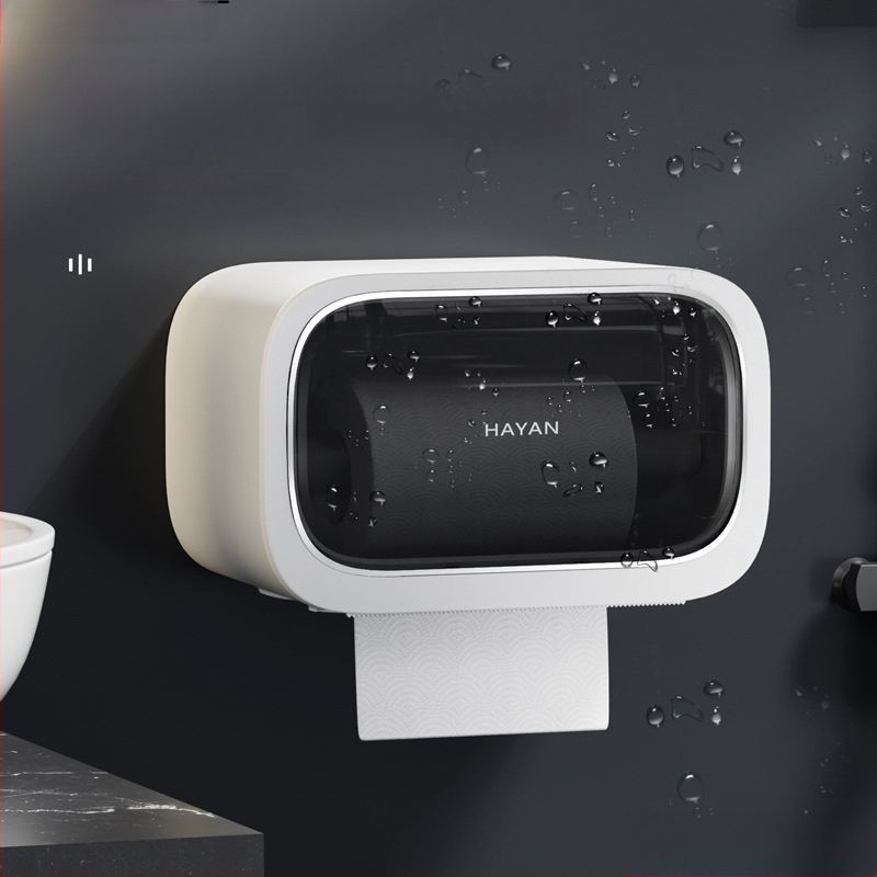 Stena montovaný zásobník toaletného papiera s vyťahovacím boxom, moderný minimalistický štýl, model elzjh03, materiály: PET panel/ram, ABS spodný plášť, magnet NdFeB, PVC valec