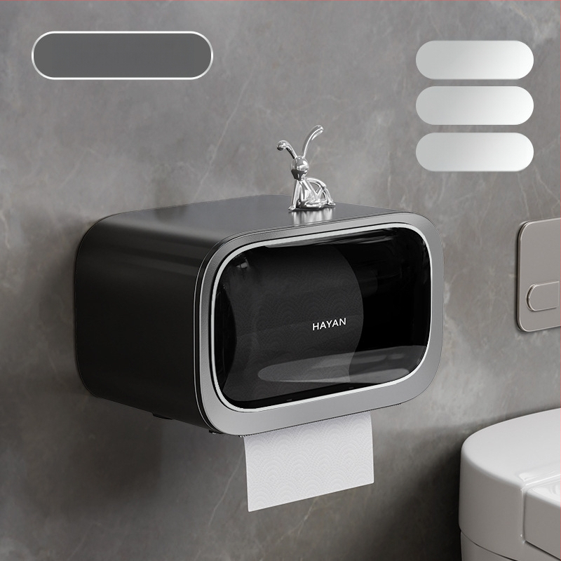 Stena montovaný zásobník toaletného papiera s vyťahovacím boxom, moderný minimalistický štýl, model elzjh03, materiály: PET panel/ram, ABS spodný plášť, magnet NdFeB, PVC valec