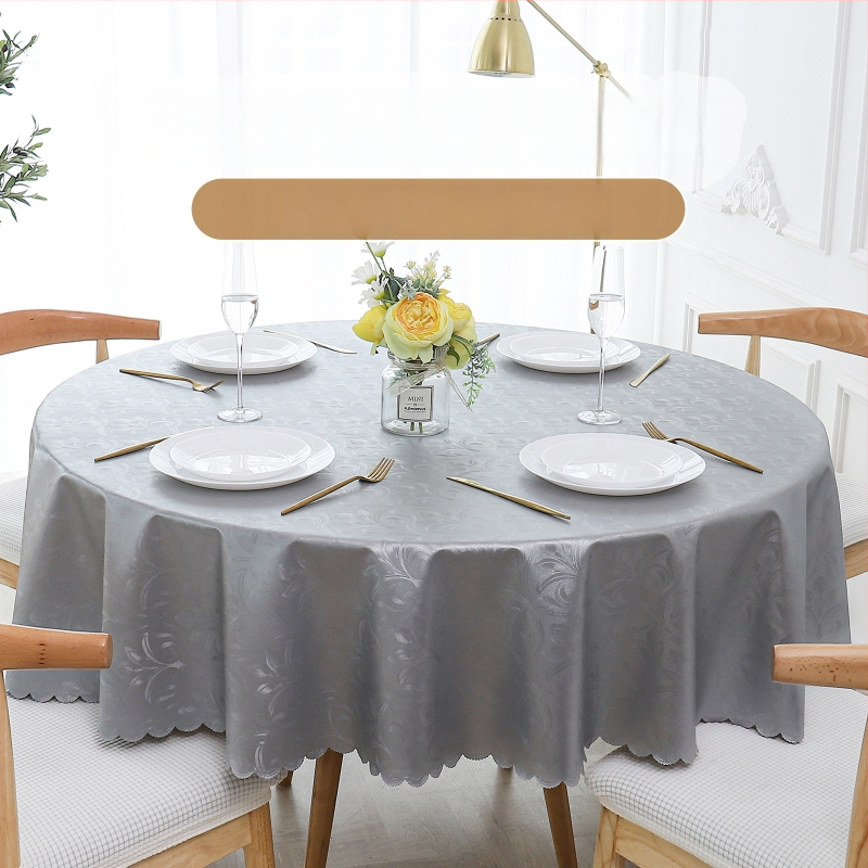 Okrúhly obrus z polyesteru, vodotesný, prachotesný, s rastlinným motívom, moderný minimalistický štýl