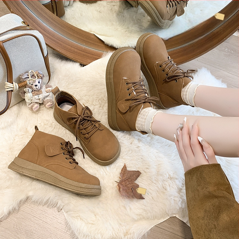 Moteriški Martin batai raišteliniai, retro stilius, Ultra-fiber odos viršus, gumos padas, apvali nosis, fleece įdaila, kulnas 3-5 cm