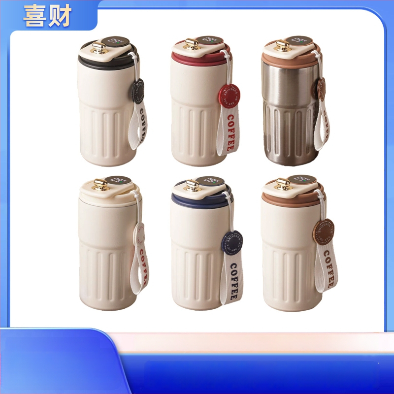 Termoska na kávu so smart senzorom teploty, vakuová izolácia, vnútorný 316 nerezovej ocele, prenosná so šnúrkou