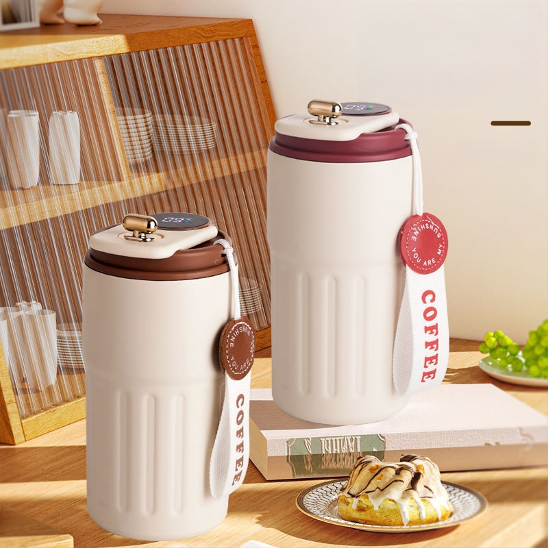 Termoska na kávu so smart senzorom teploty, vakuová izolácia, vnútorný 316 nerezovej ocele, prenosná so šnúrkou