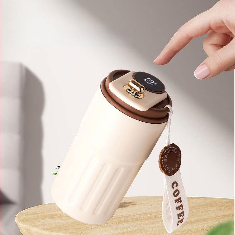 Termoska na kávu so smart senzorom teploty, vakuová izolácia, vnútorný 316 nerezovej ocele, prenosná so šnúrkou