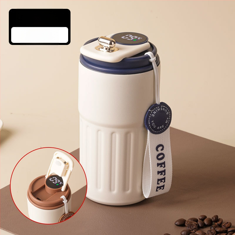 Termoska na kávu so smart senzorom teploty, vakuová izolácia, vnútorný 316 nerezovej ocele, prenosná so šnúrkou