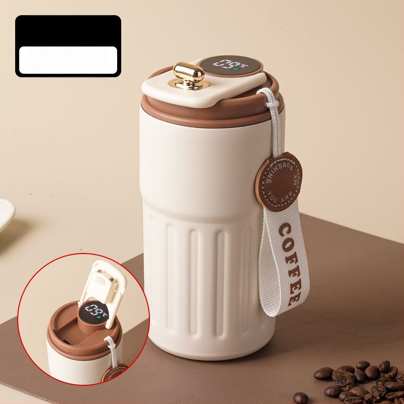 Termoska na kávu so smart senzorom teploty, vakuová izolácia, vnútorný 316 nerezovej ocele, prenosná so šnúrkou