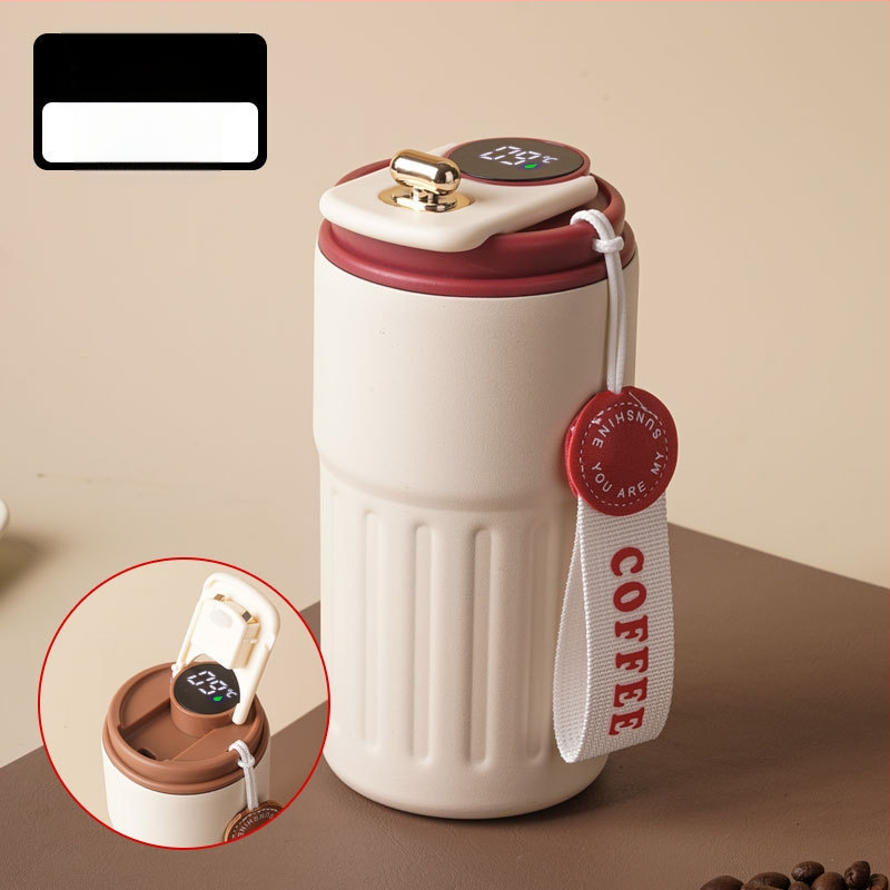 Termoska na kávu so smart senzorom teploty, vakuová izolácia, vnútorný 316 nerezovej ocele, prenosná so šnúrkou
